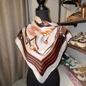 Elegant White and Brown Scarf